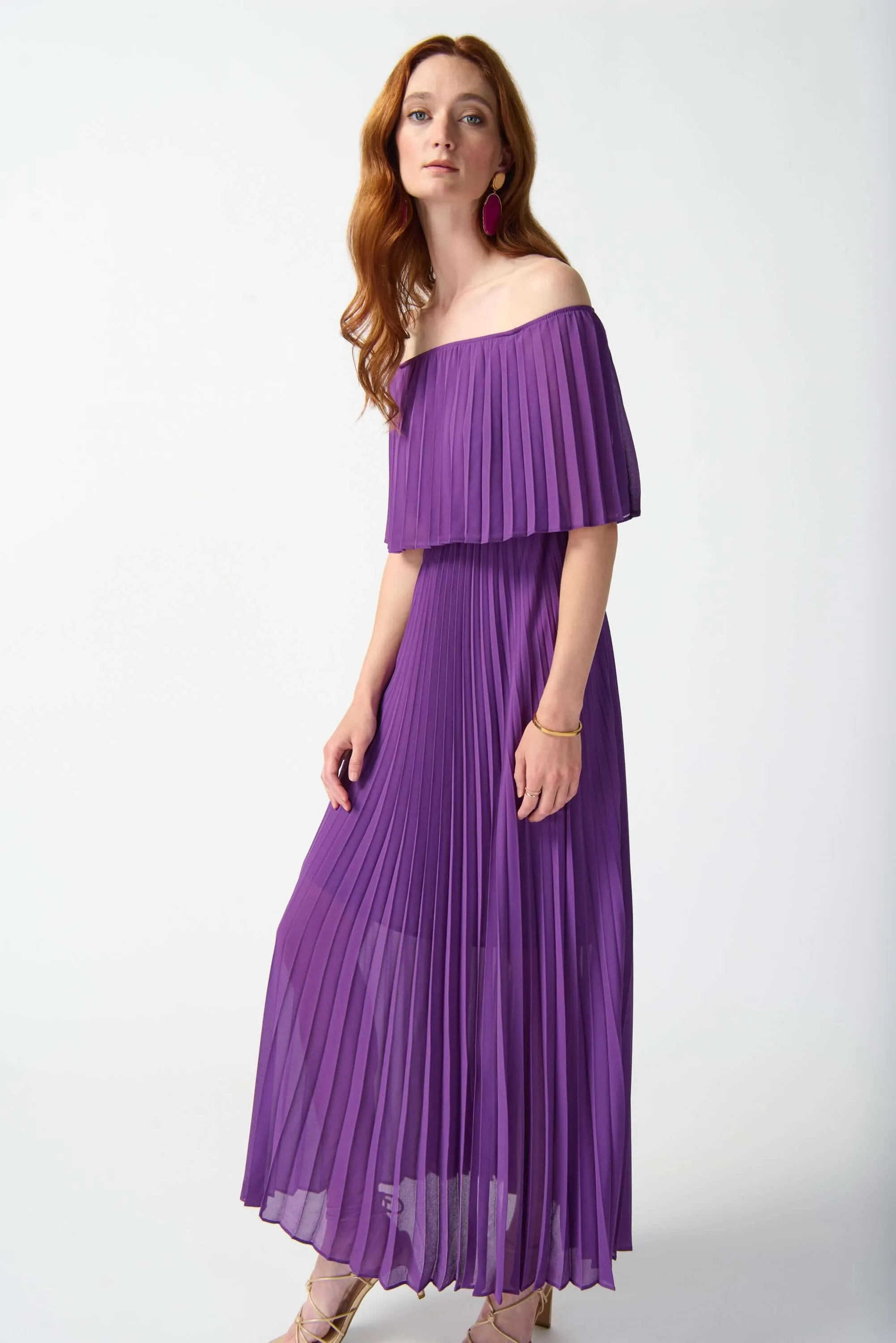 Joseph Ribkoff Chiffon Pleated Dress in Majesty 242926