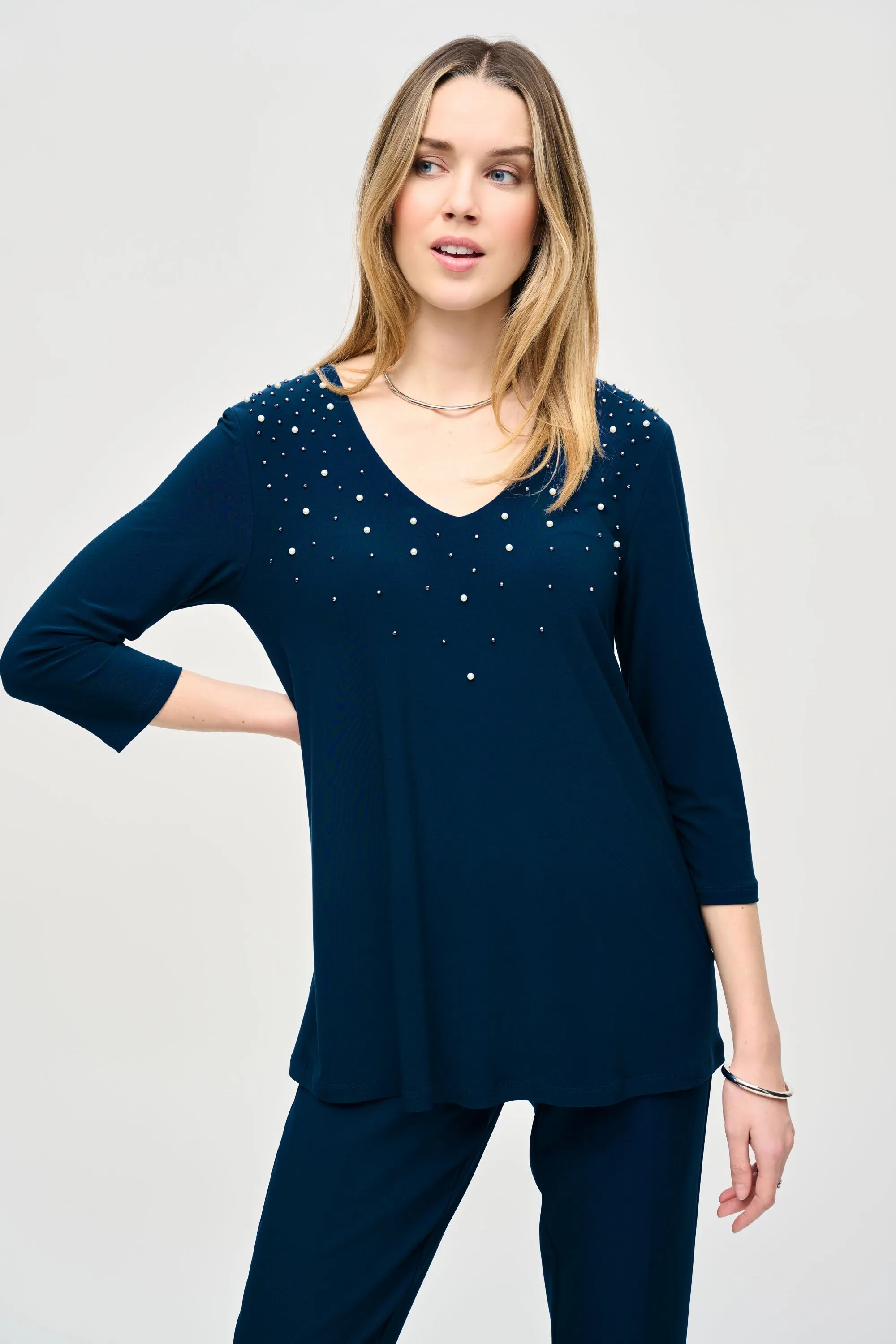 Joseph Ribkoff Fit & Flare Top in Midnight 243075