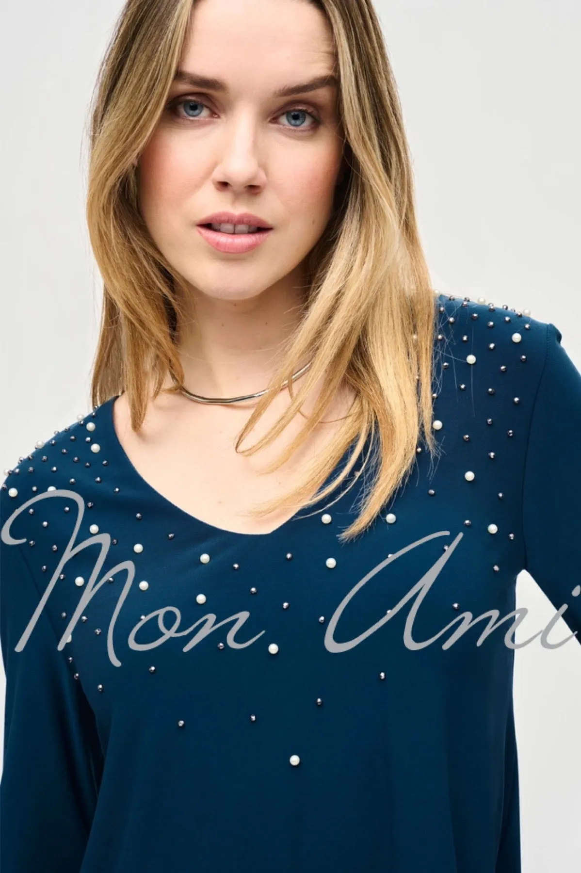 Joseph Ribkoff Fit & Flare Top in Midnight 243075