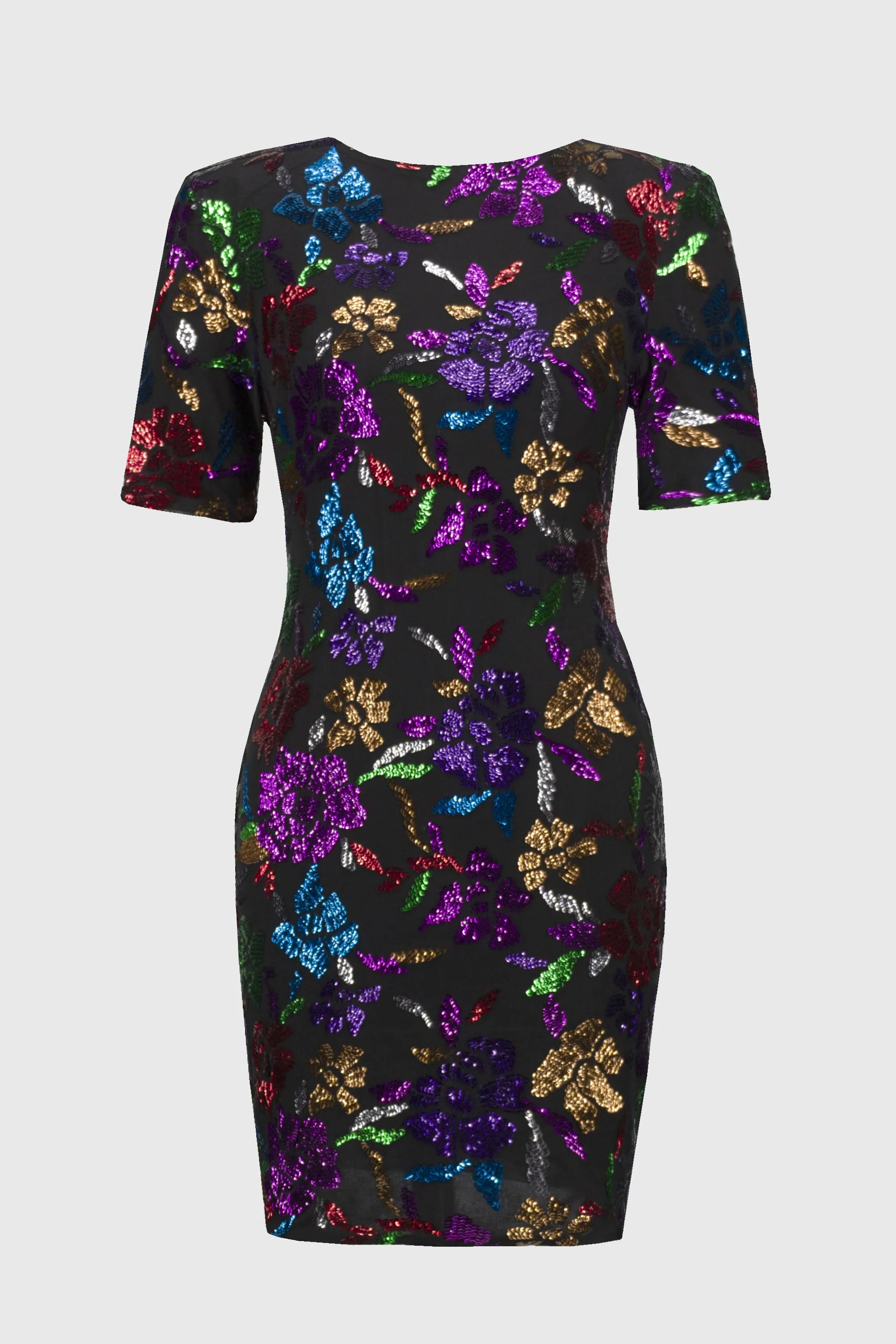 Joseph Ribkoff Floral Sequinned Dress in Bright Black 244180