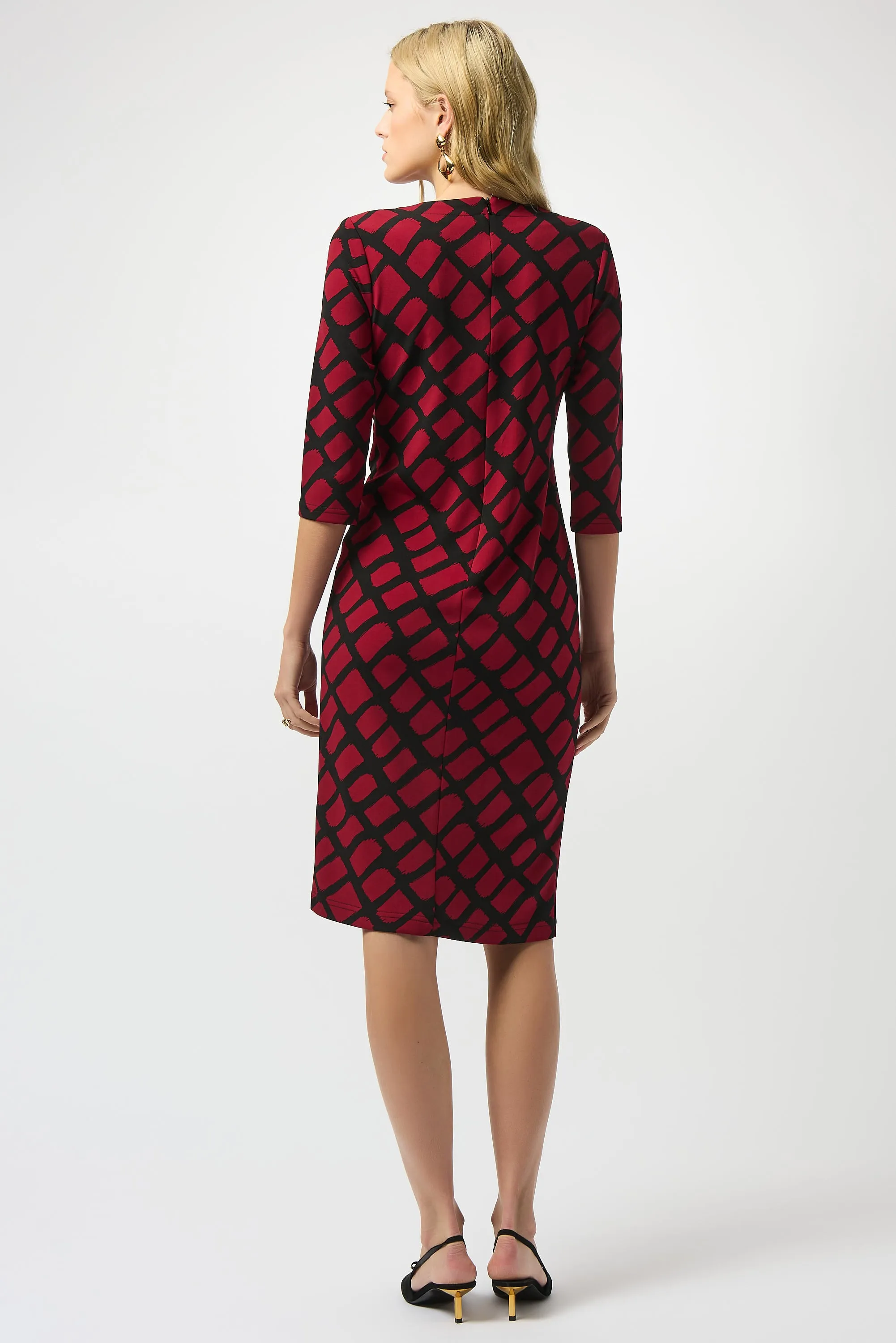 Joseph Ribkoff Geometric Dress in Black Red 253250