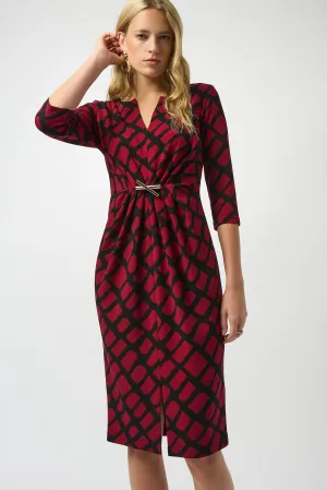 Joseph Ribkoff Geometric Dress in Black Red 253250
