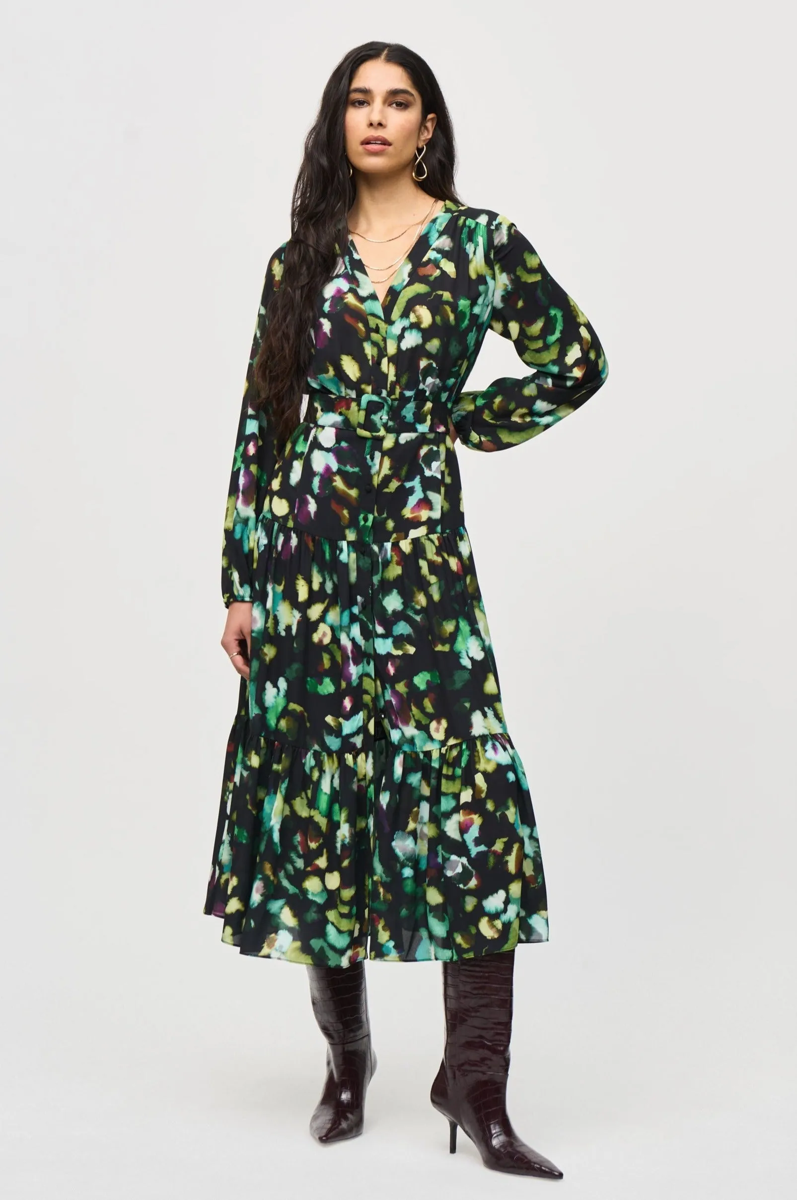 Joseph Ribkoff Georgette Maxi in Black Forest 243901X