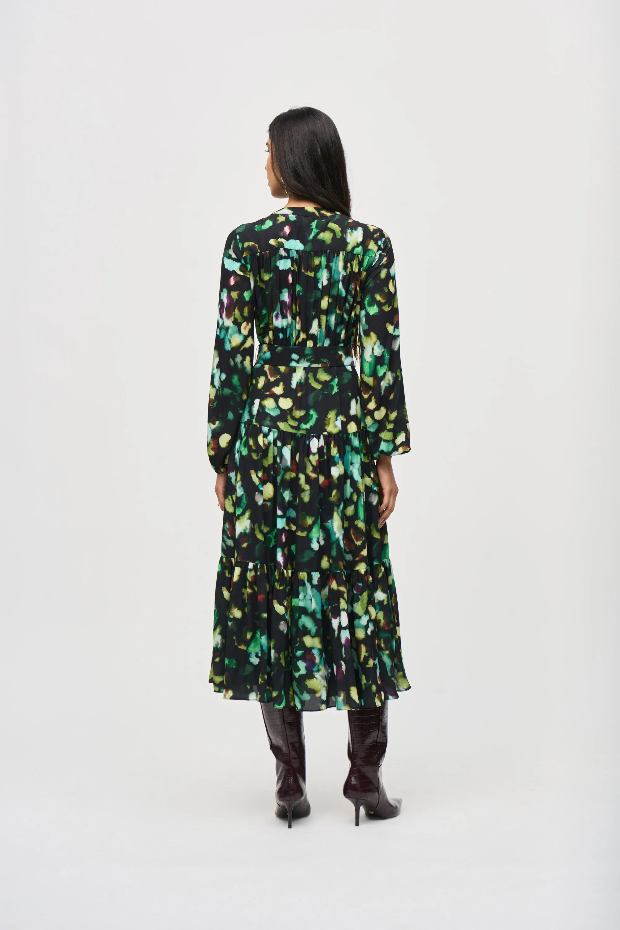 Joseph Ribkoff Georgette Maxi in Black Forest 243901X