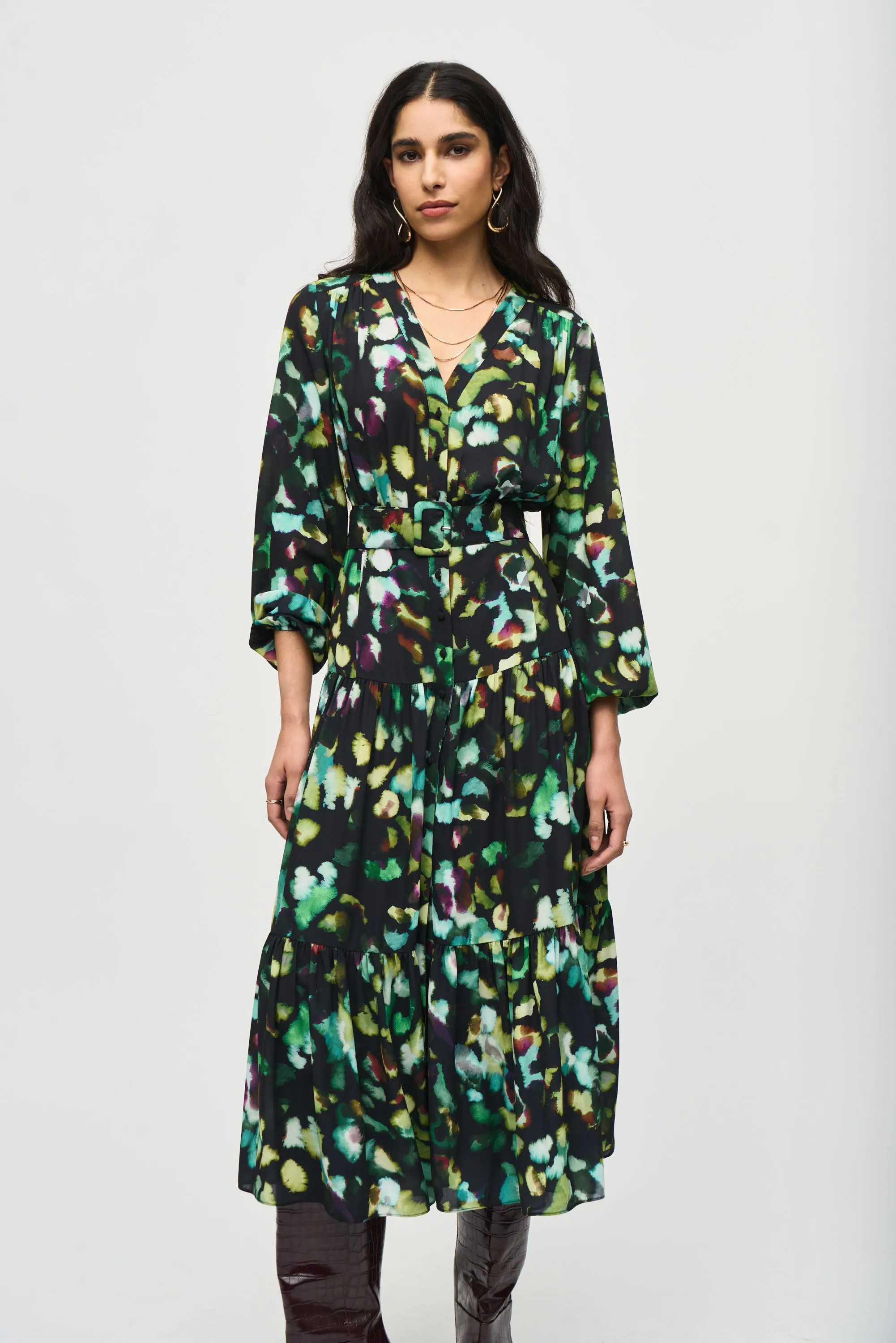 Joseph Ribkoff Georgette Maxi in Black Forest 243901X