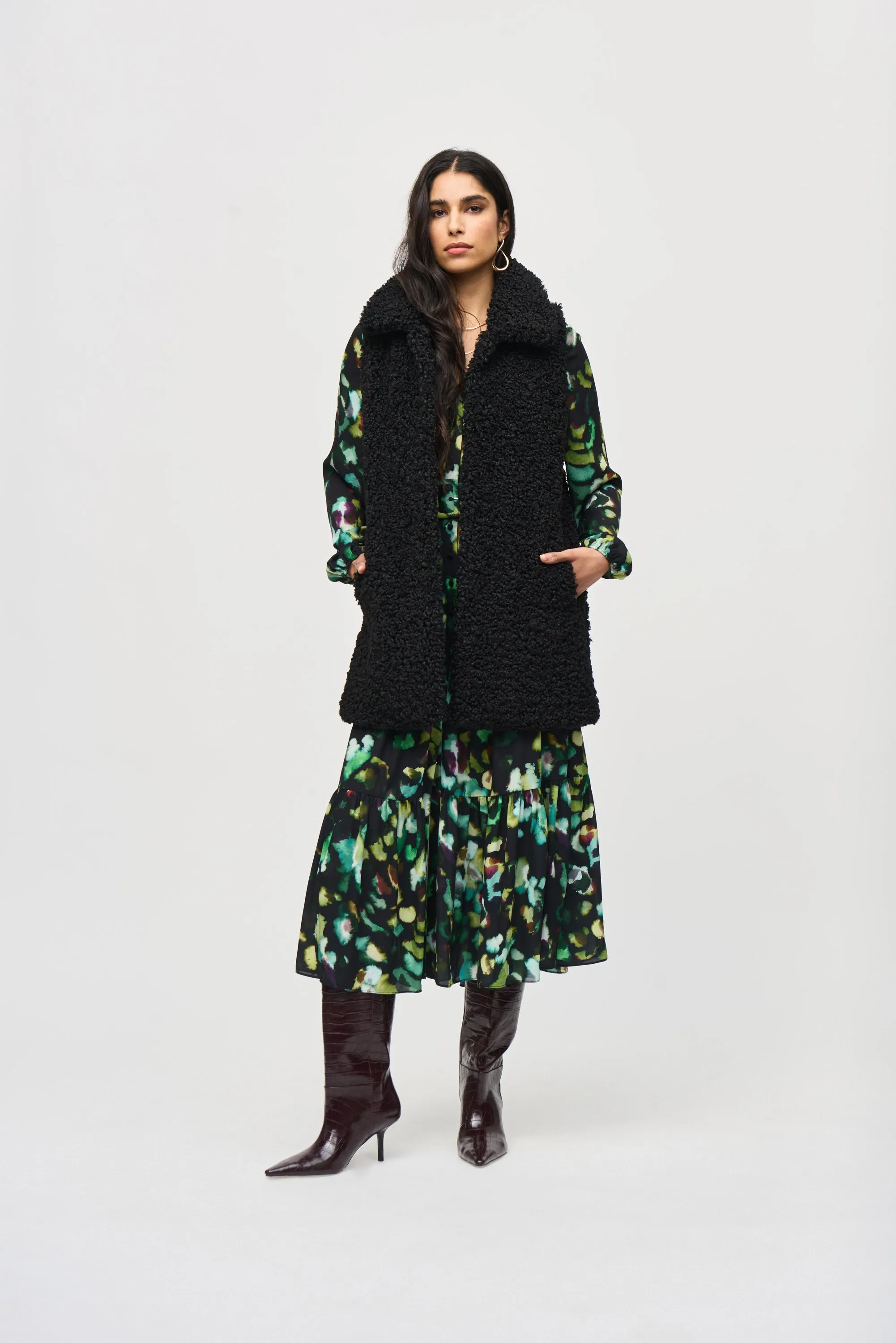 Joseph Ribkoff Georgette Maxi in Black Forest 243901X