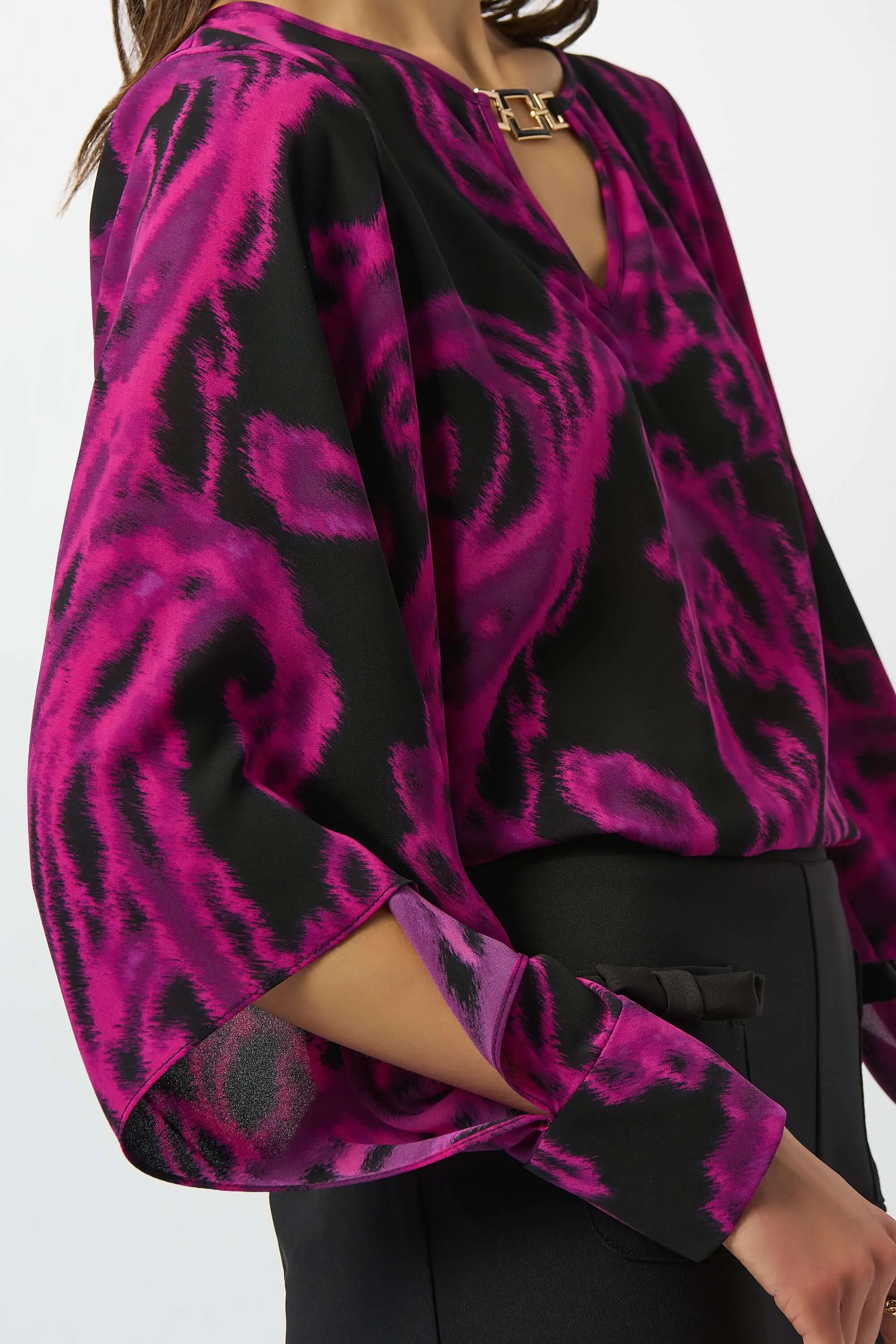 Joseph Ribkoff Georgette Top in Black Cosmos 253086