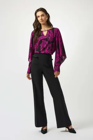 Joseph Ribkoff Georgette Top in Black Cosmos 253086