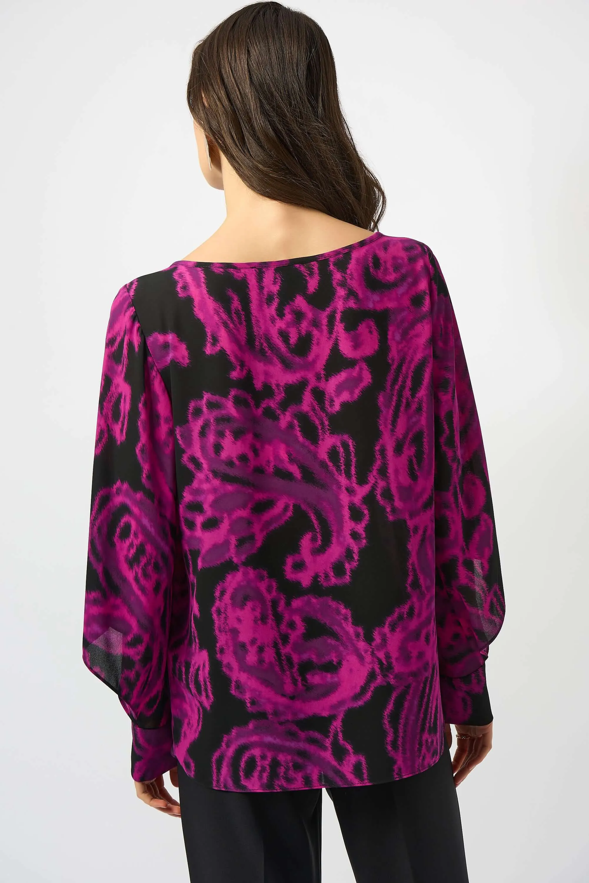 Joseph Ribkoff Georgette Top in Black Cosmos 253086