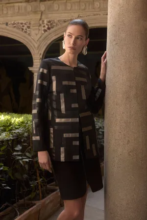 Joseph Ribkoff Leatherette Trim Jacket in Black Pewter 253929