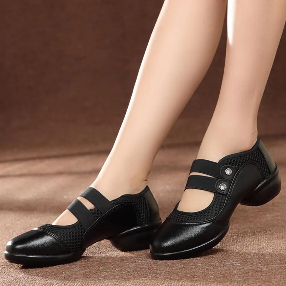 JUODVMP Women's Jazz Dance Sneakers Air Cushion Fitness Modern Dance Shoes Breathable Lightweight Athletic Walking Shoes