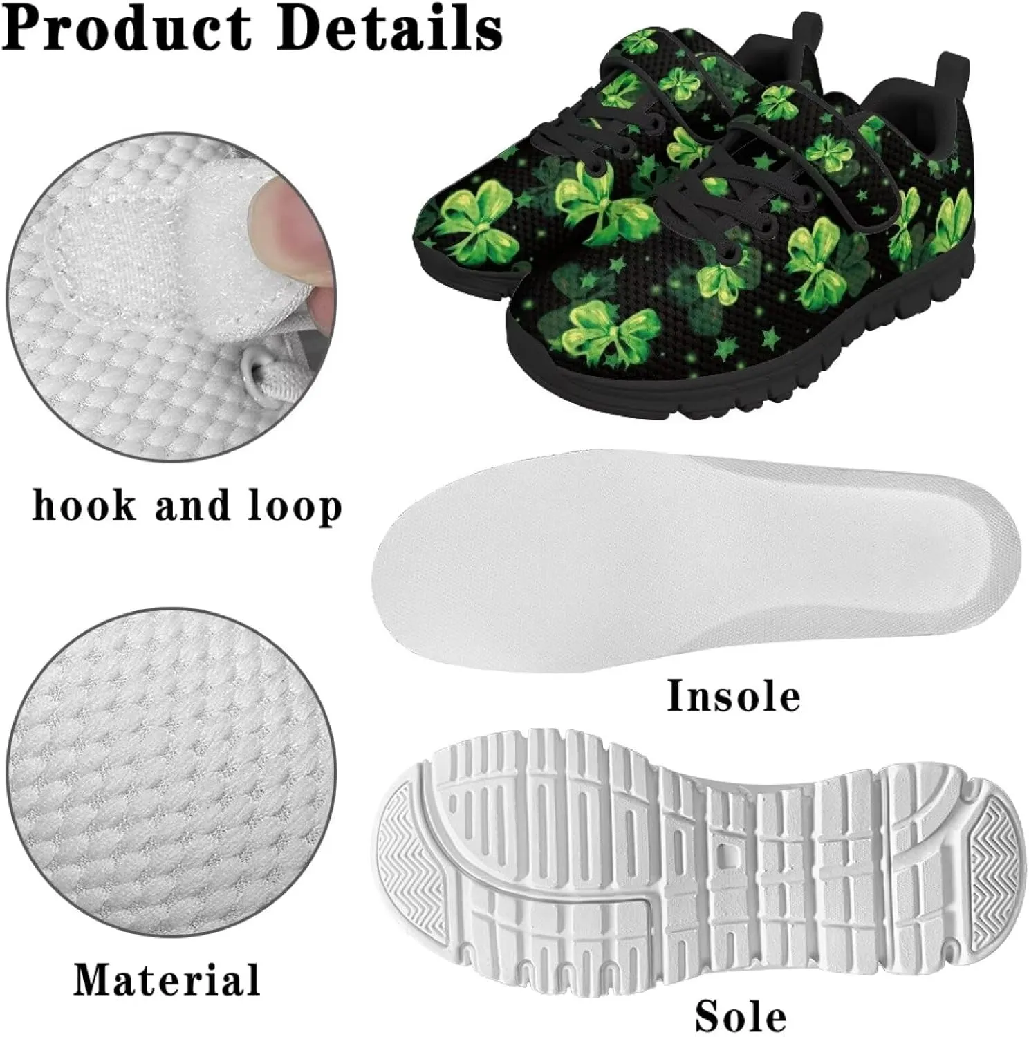 Kids St Patrick's Day Shoes Green Sneakers for Girls Boys Slip On Shoes