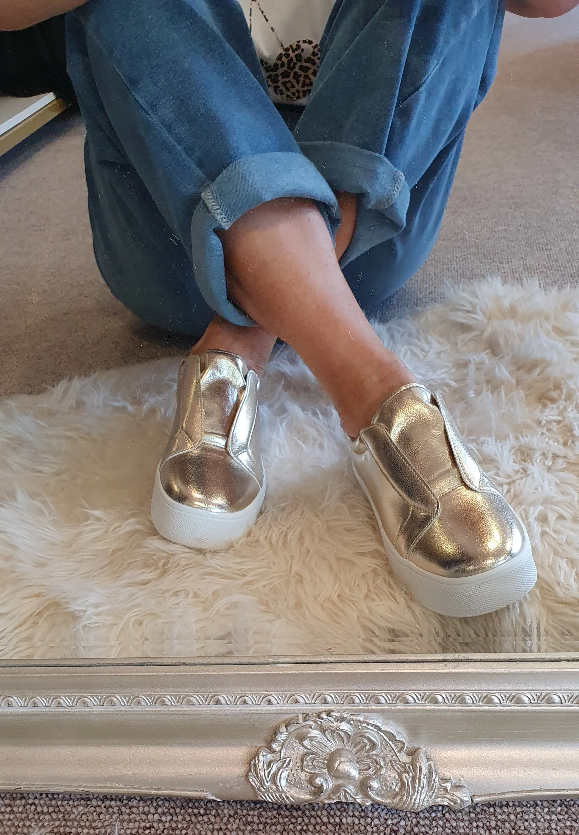 Laceless Platform Sole Trainer - Gold