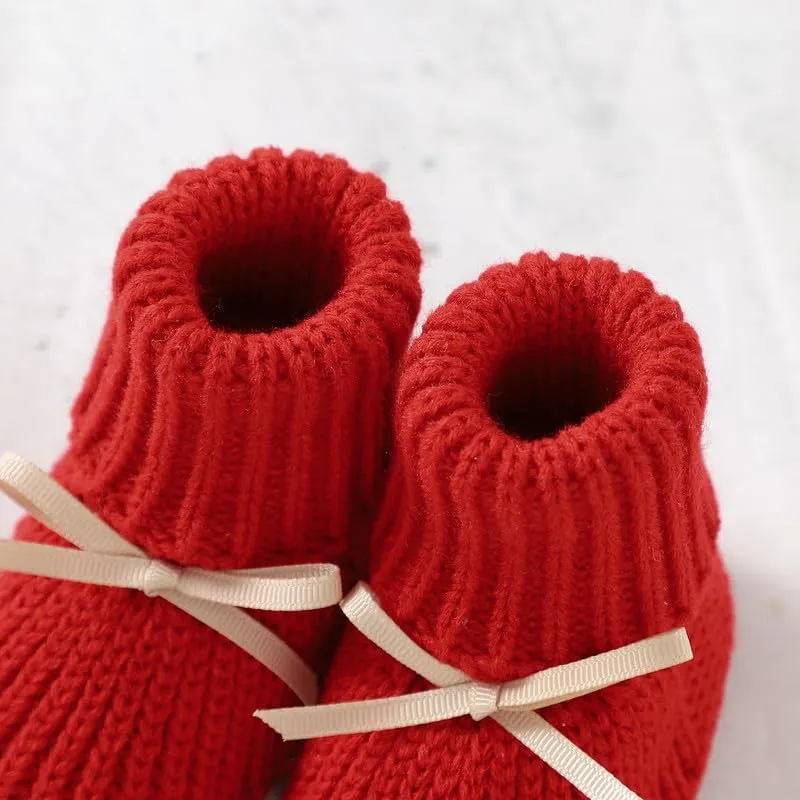 LAWKUL Baby Booties Newborn Babe First Walkers Non-Slip Stay On Boots Crib Shoes Sock Warm Knit Booties for Infant Boy Girl