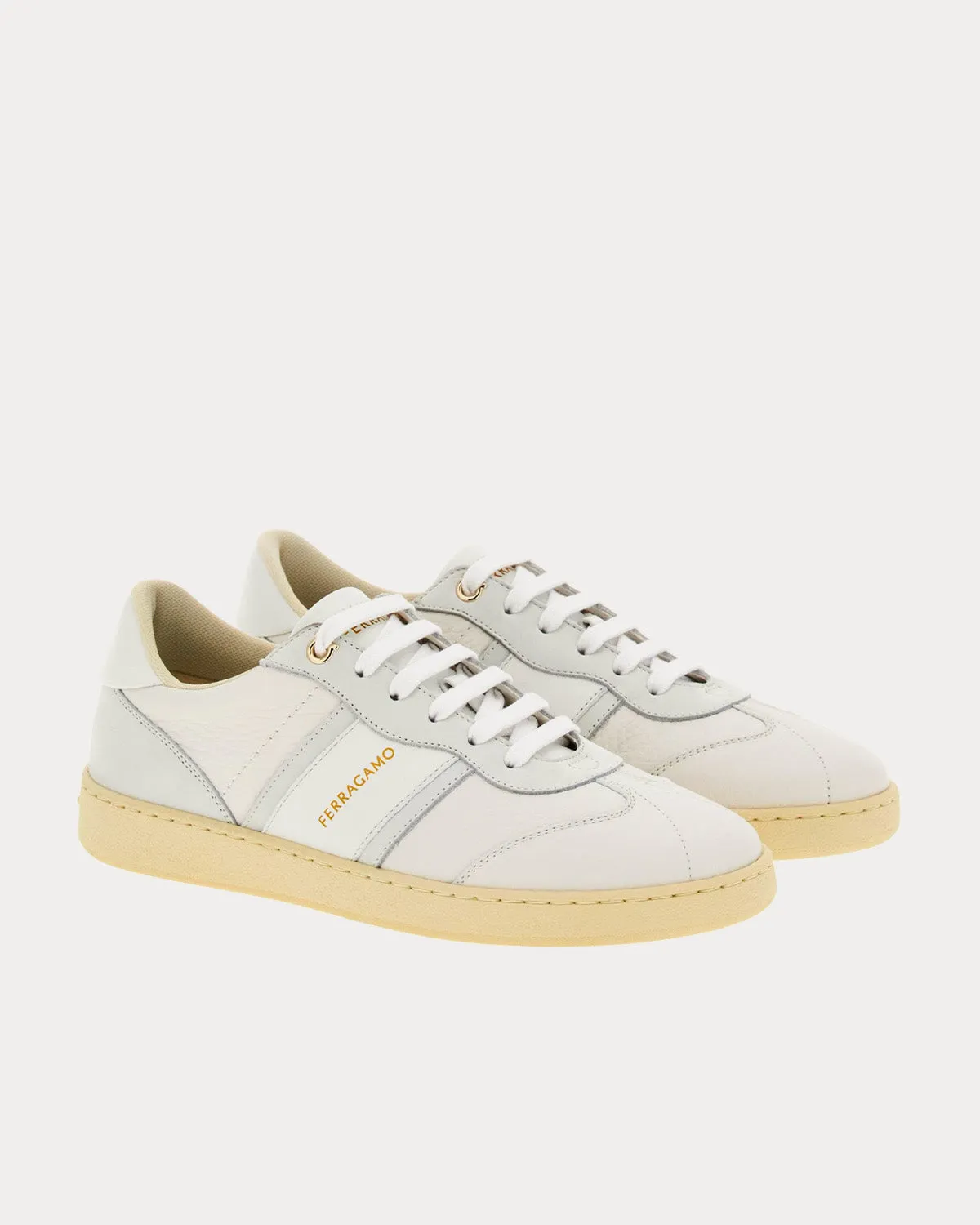 Logo Leather Optic White Low Top Sneakers