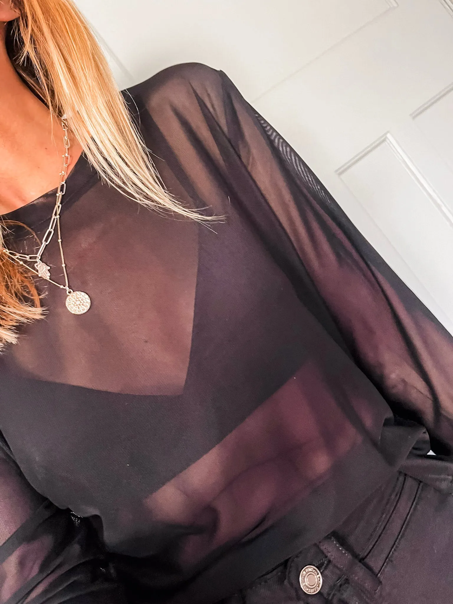 Long Sleeve Mesh Top