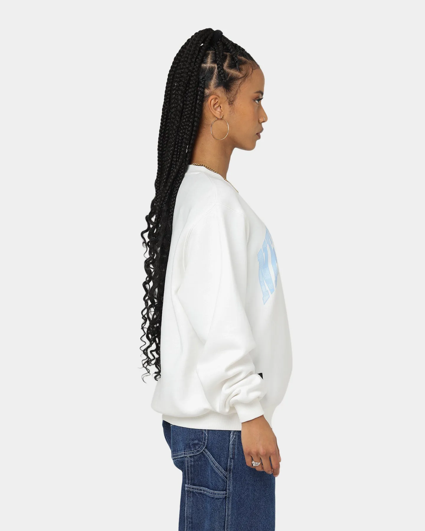 Majestic Athletic Women's New York Yankees Check Wordmark Crewneck Optic White