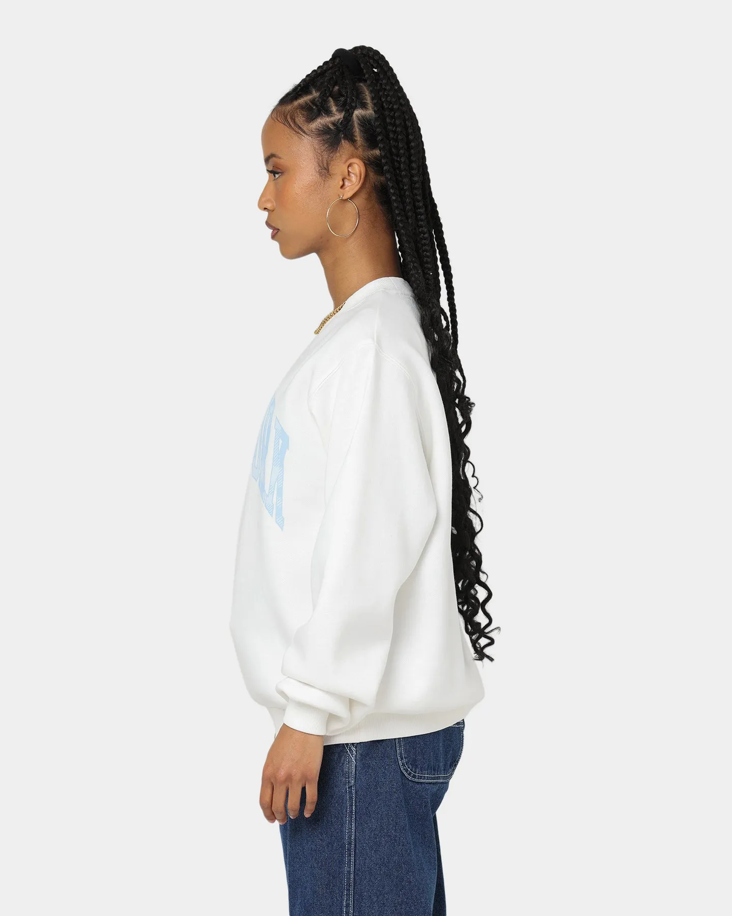 Majestic Athletic Women's New York Yankees Check Wordmark Crewneck Optic White