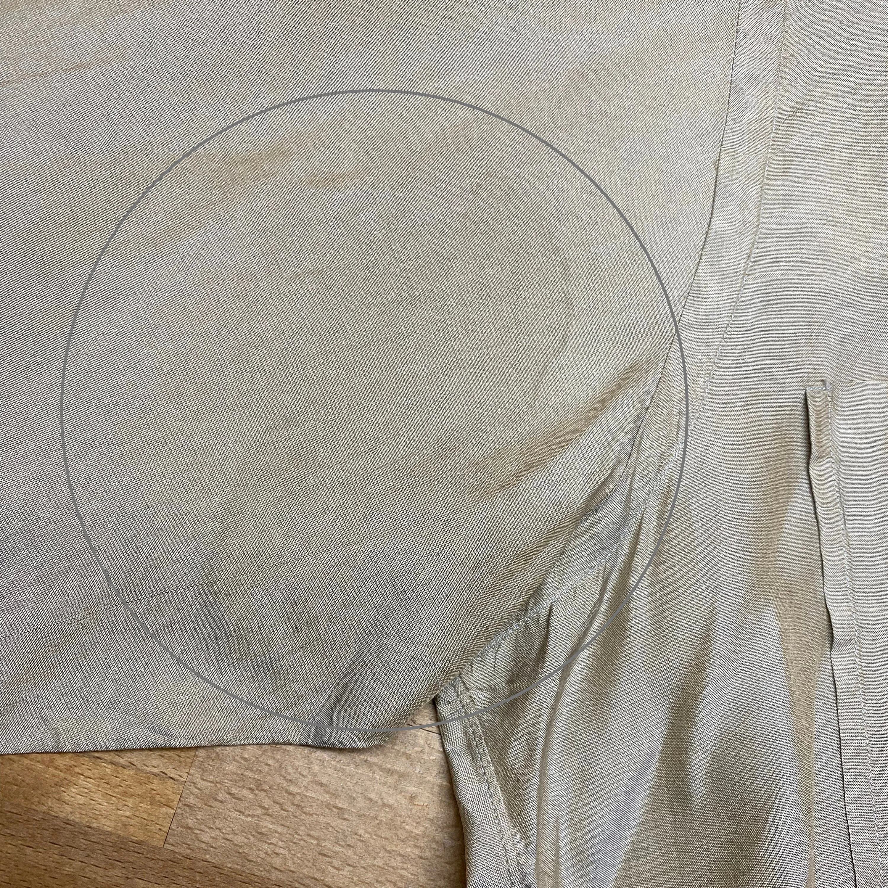 Medium 60s 70s Taupe Silk Loop Collar Shirt