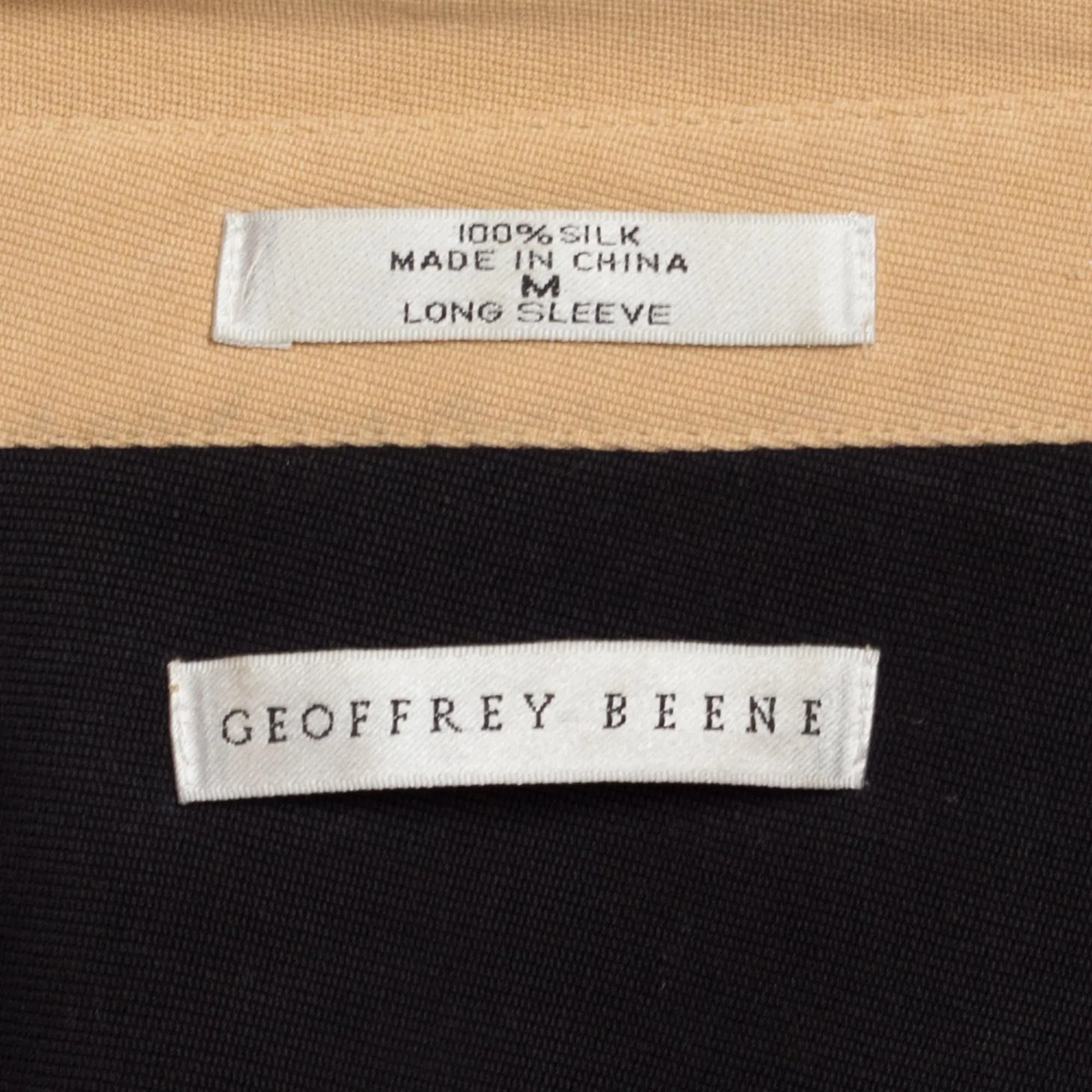 Medium 90s Geoffrey Beene Tan Ribbed Silk Shirt