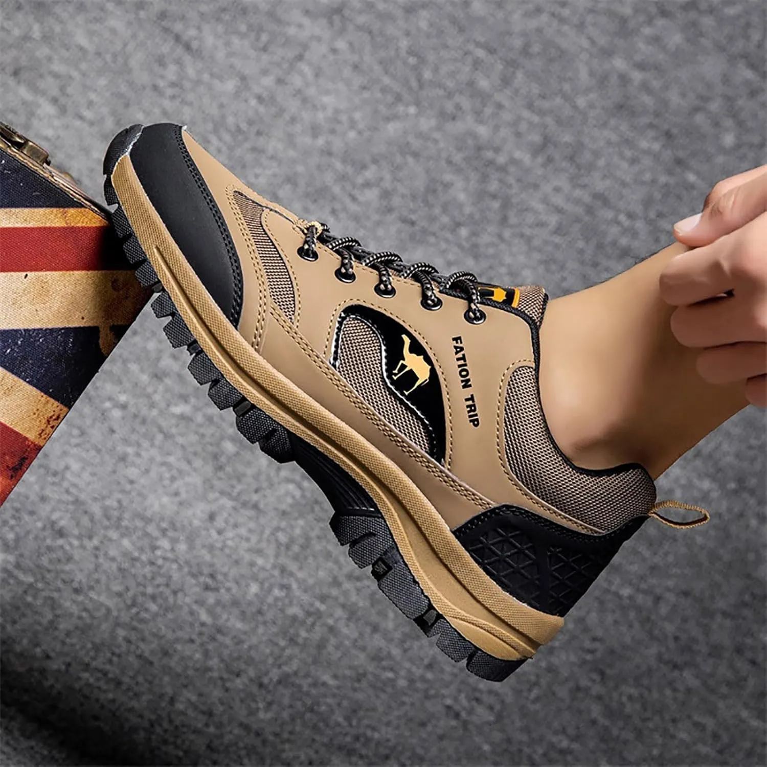 Men Slip on Walking Shoes Comfy Knitted Memory Foam Hiking Shoes Breathable Mesh Fashion Sneakers Non Slip Arch Support Cushioning Training Gym Shoes Wide Width