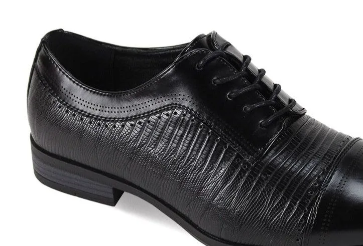 Mens Black Faux Lizard Print Oxford Dress Shoes Antonio Cerrelli 7039