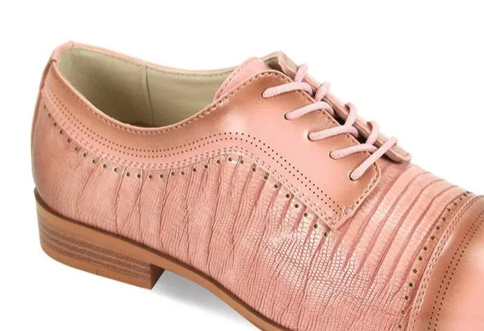 Mens Blush Pink Faux Lizard Print Oxford Dress Shoes Antonio Cerrelli 7039