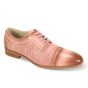 Mens Blush Pink Faux Lizard Print Oxford Dress Shoes Antonio Cerrelli 7039