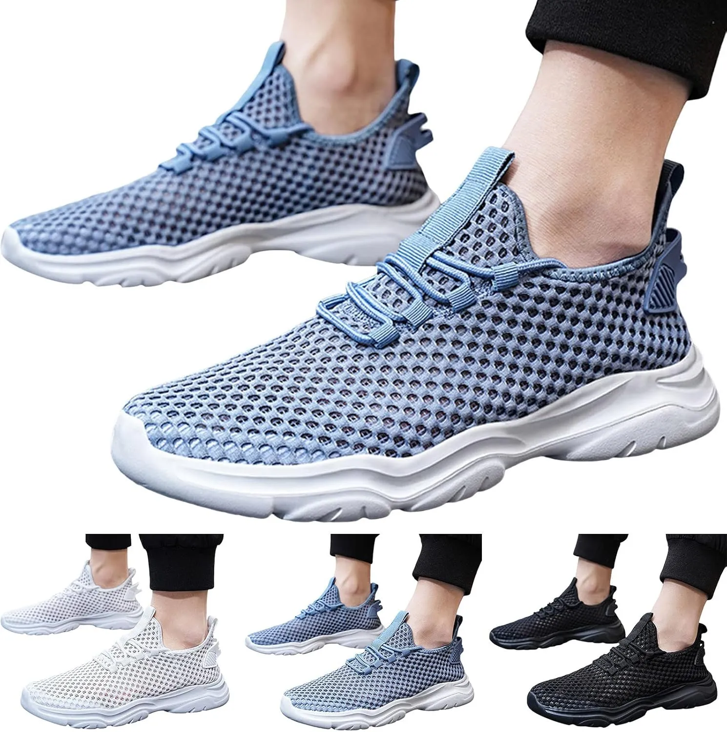 Men's Slip on Walking Shoes Comfortable Memory Foam Breathable Lightweight Fashion Sneakers Non Slip Arch Support Vacation Training Gym Shoes Wide Width