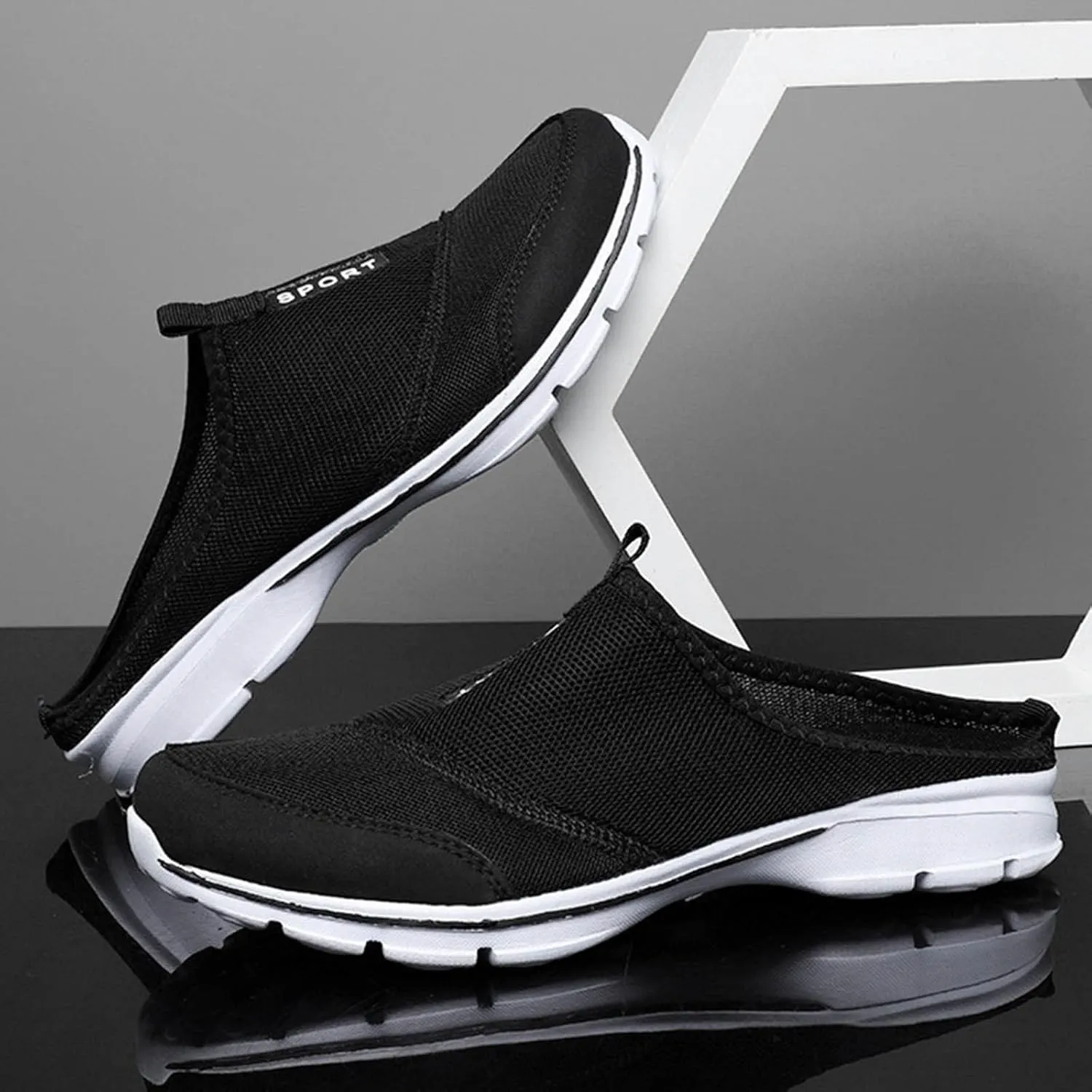 Men's Slip on Walking Shoes Comfortable Memory Foam Clogs Slippers Breathable Mesh Fashion Sneakers Non Slip Arch Support Cushioning Training Gym Shoes Wide Width