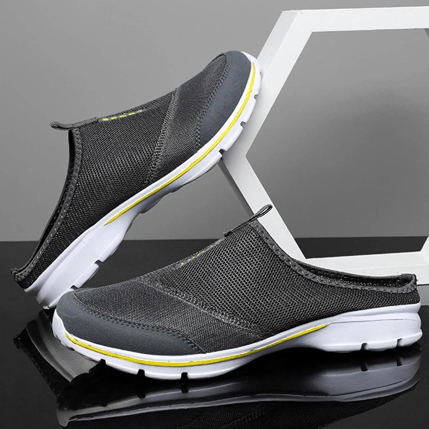 Men's Slip on Walking Shoes Comfortable Memory Foam Clogs Slippers Breathable Mesh Fashion Sneakers Non Slip Arch Support Cushioning Training Gym Shoes Wide Width