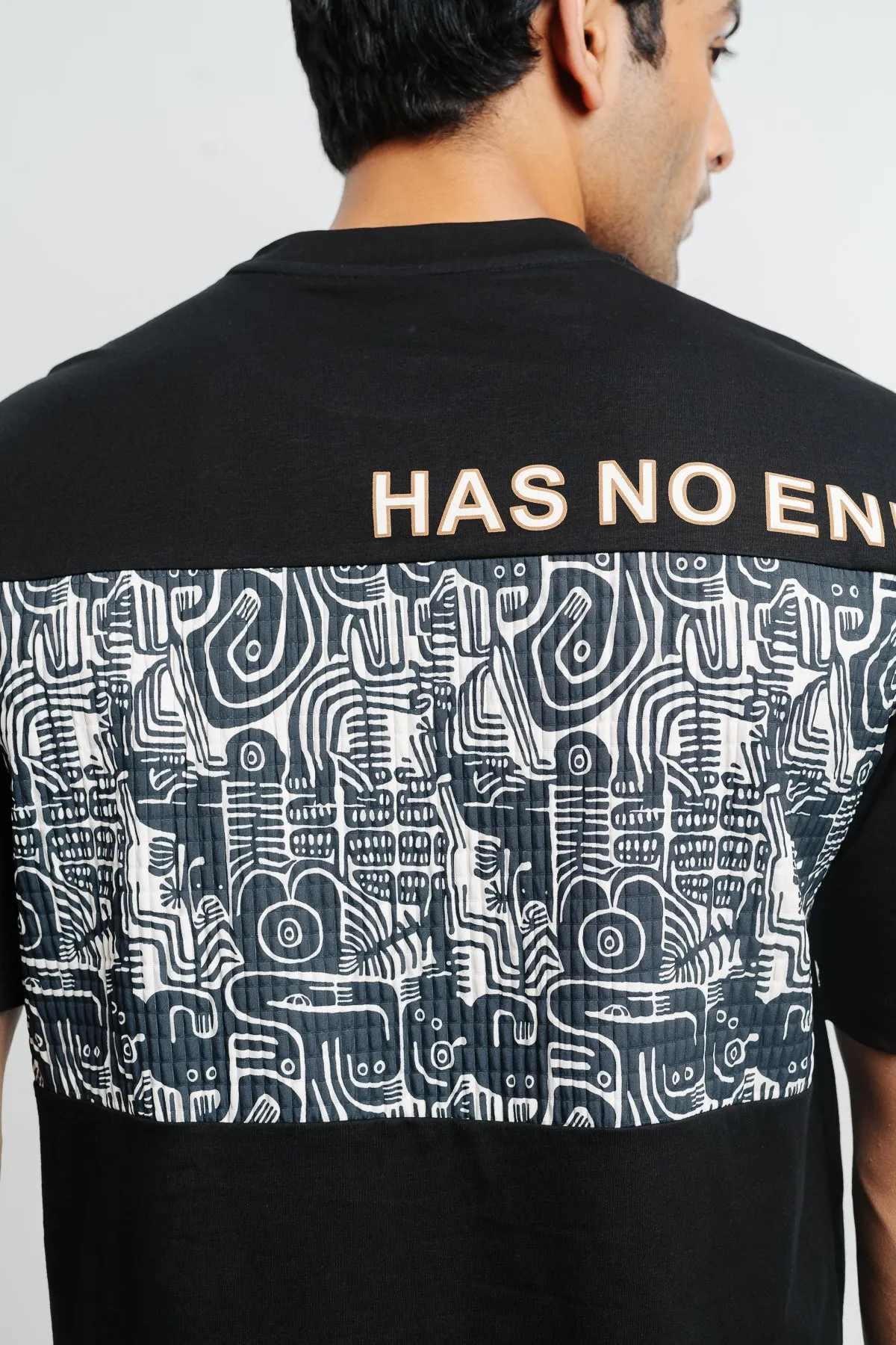 Men's White Printed Patch Tee