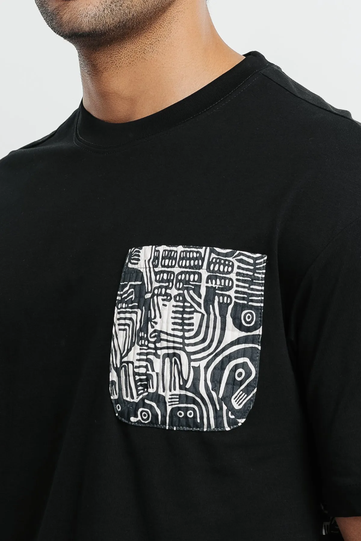 Men's White Printed Patch Tee