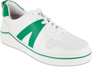 MIA Alta Lace Up Vegan-Leather Sneakers for Women, Casual Fashion Athletic Shoes, White/Green, Size 6.5