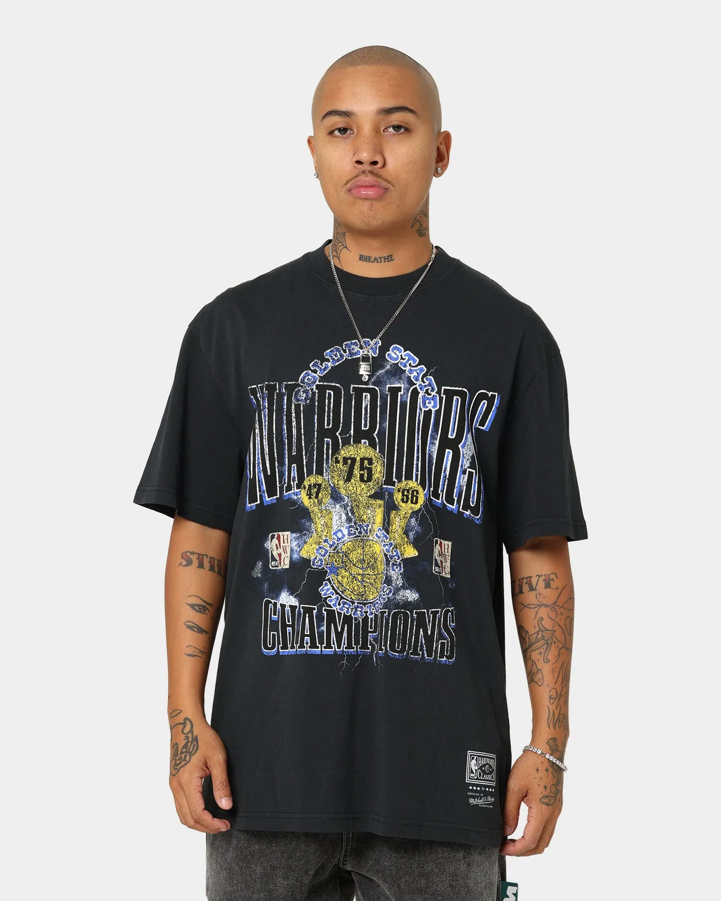 Mitchell & Ness Golden State Warriors Conference Champs Vintage T-Shirt Faded Black