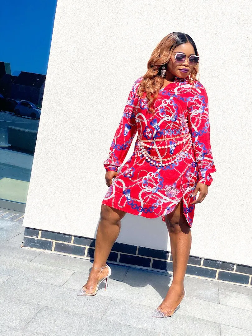 MLH Chain Print Shirt Dress
