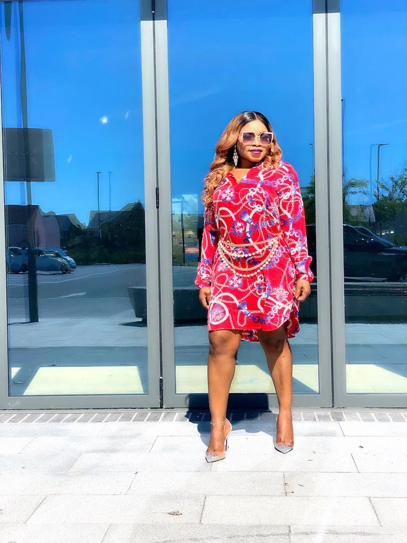 MLH Chain Print Shirt Dress