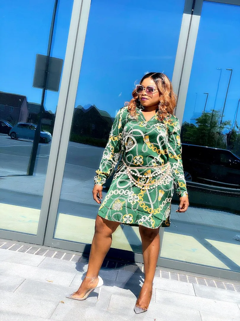 MLH Chain Print Shirt Dress