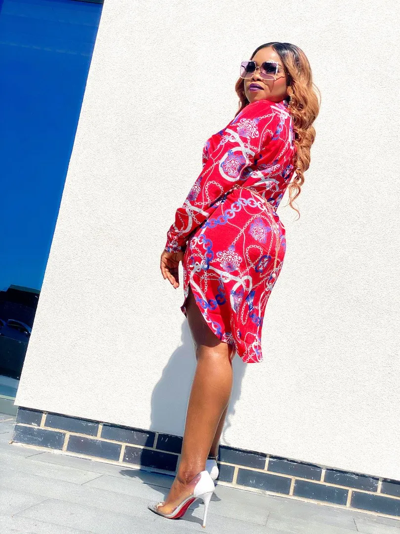 MLH Chain Print Shirt Dress