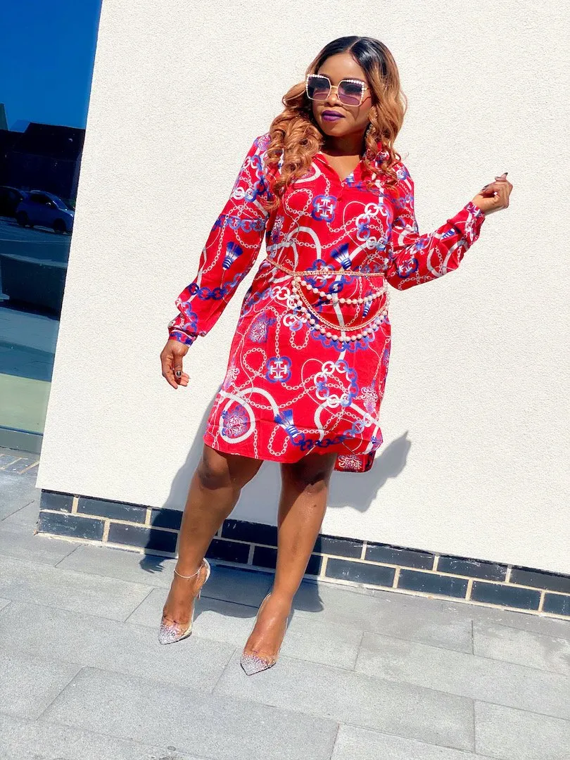 MLH Chain Print Shirt Dress