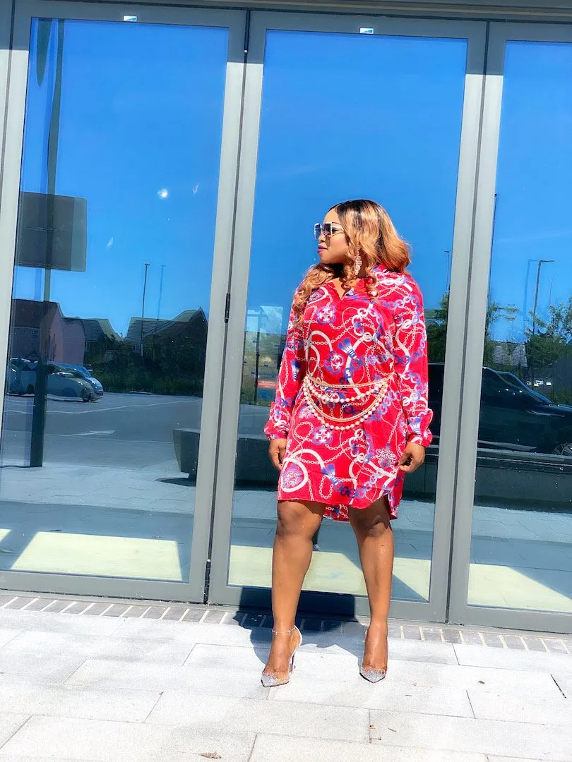 MLH Chain Print Shirt Dress