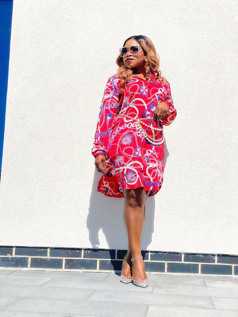 MLH Chain Print Shirt Dress