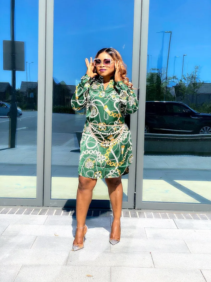 MLH Chain Print Shirt Dress