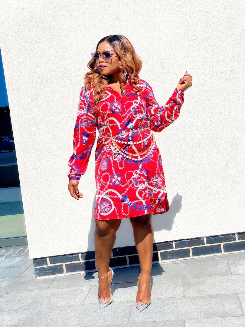 MLH Chain Print Shirt Dress