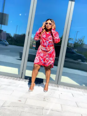 MLH Chain Print Shirt Dress