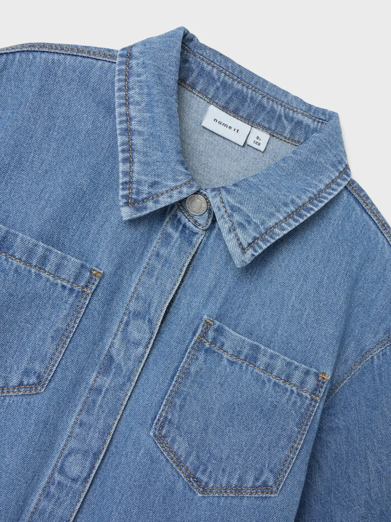 Name it Girls Short Sleeved Denim Shirt Dress