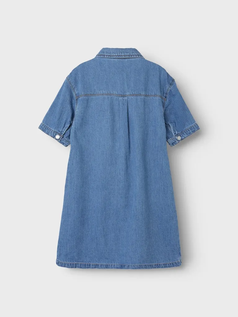 Name it Girls Short Sleeved Denim Shirt Dress