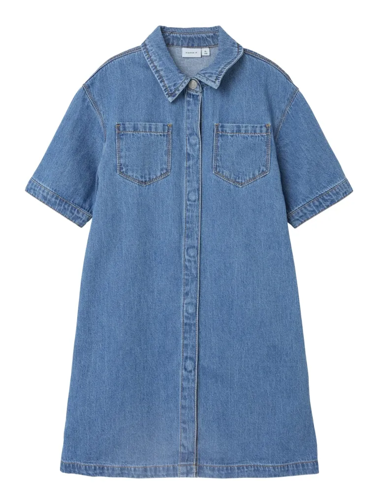 Name it Girls Short Sleeved Denim Shirt Dress