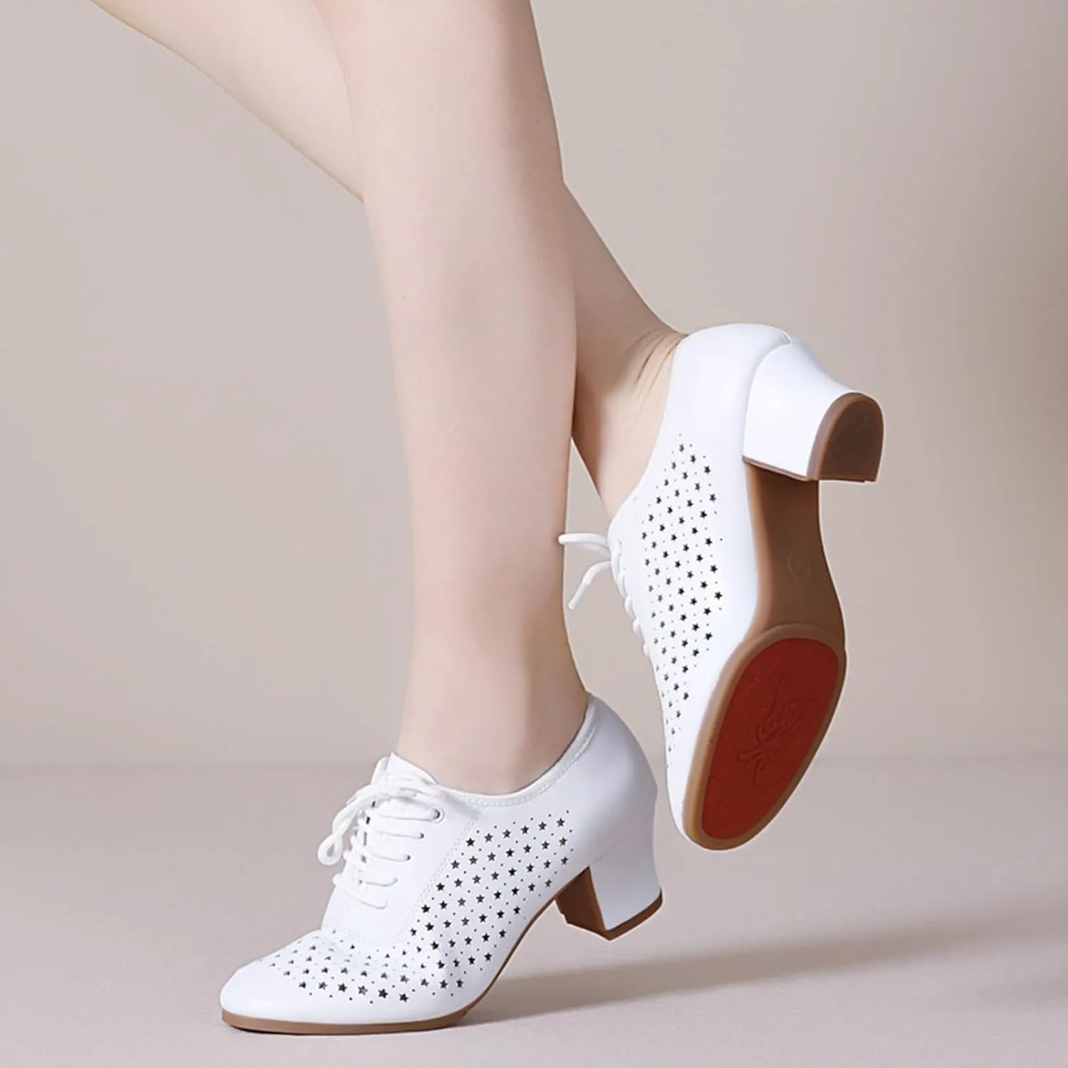 ONAIC Women's Lace-Up Dance Shoes Ballroom Modern Salsa Shoes Professional Performance Dance Shoes 3.5 Heels