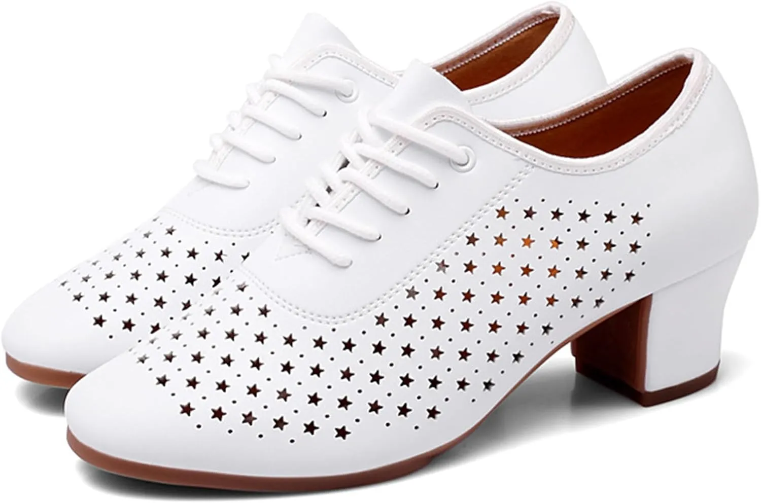 ONAIC Women's Lace-Up Dance Shoes Ballroom Modern Salsa Shoes Professional Performance Dance Shoes 3.5 Heels